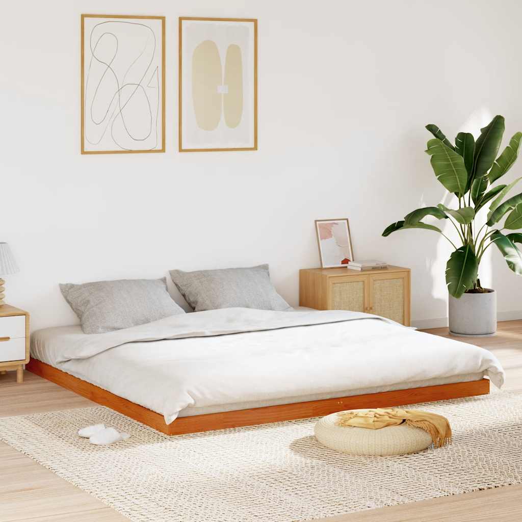 Bed Frame without Mattress Solid Wood Pine Length 200 cm Wax Brown 200 cm