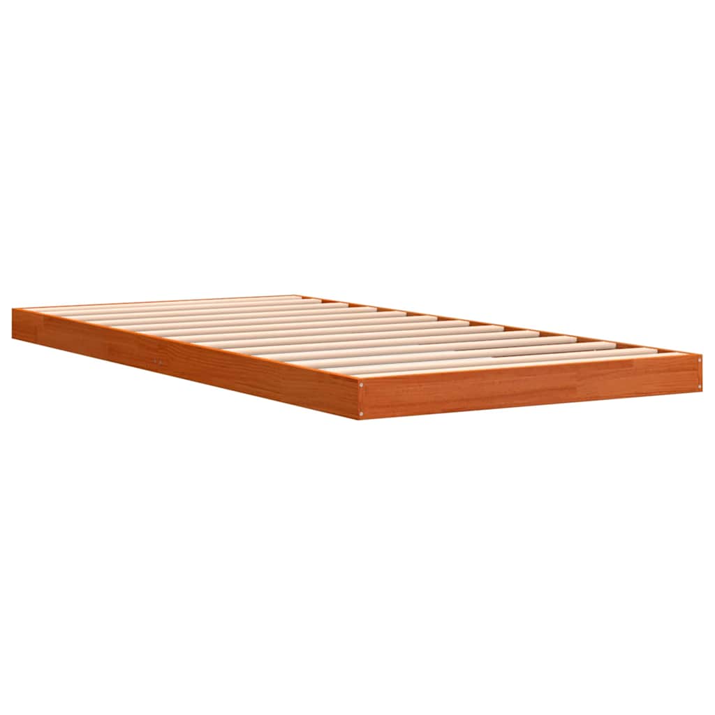 Bed Frame without Mattress Solid Wood Pine Length 200 cm Wax Brown 100 cm