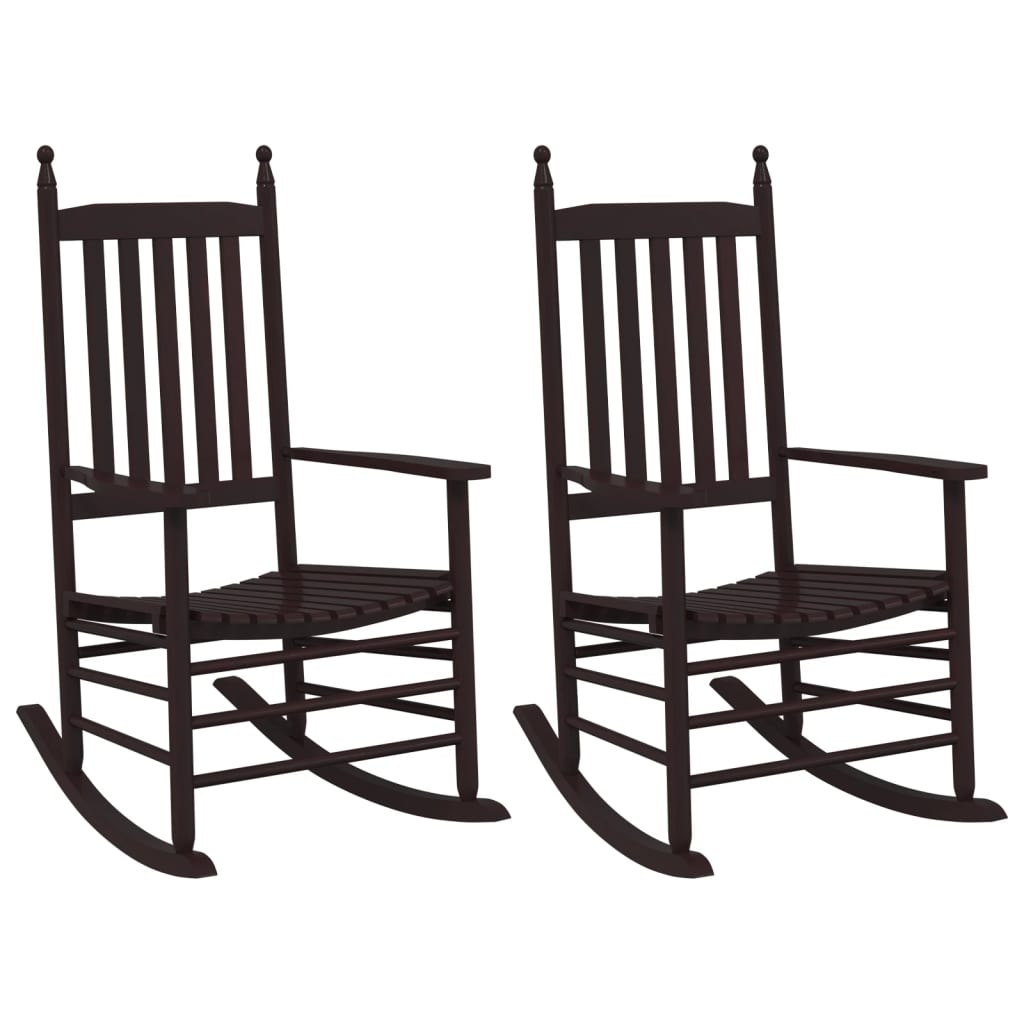 vidaXL Rocking Chairs with Curved Seats 2 pcs Brown Solid Wood Poplar 2