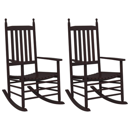 vidaXL Rocking Chairs with Curved Seats 2 pcs Brown Solid Wood Poplar 2