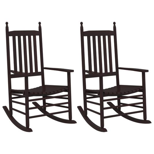 vidaXL Rocking Chairs with Curved Seats 2 pcs Brown Solid Wood Poplar 2