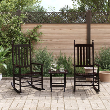 vidaXL Rocking Chairs with Curved Seats 2 pcs Brown Solid Wood Poplar 3