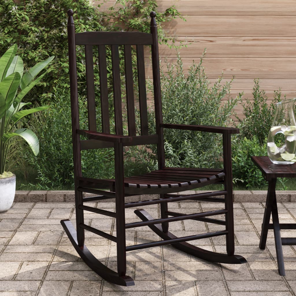 vidaXL Rocking Chairs with Curved Seats 2 pcs Brown Solid Wood Poplar 1
