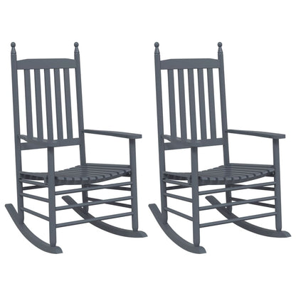 Rocking Chair with Foldable Table Solid Wood Poplar Grey Chair (2 pcs)