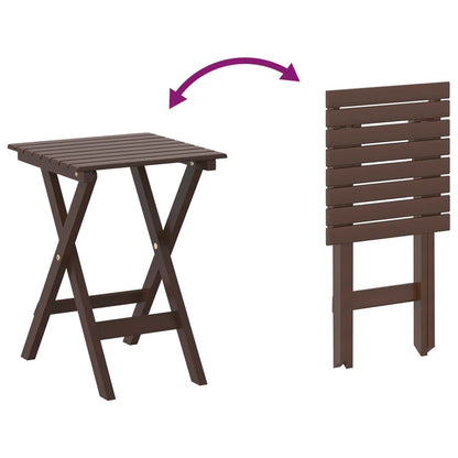 vidaXL Rocking Chairs 2pcs with Foldable Table Brown Solid Wood Poplar 5
