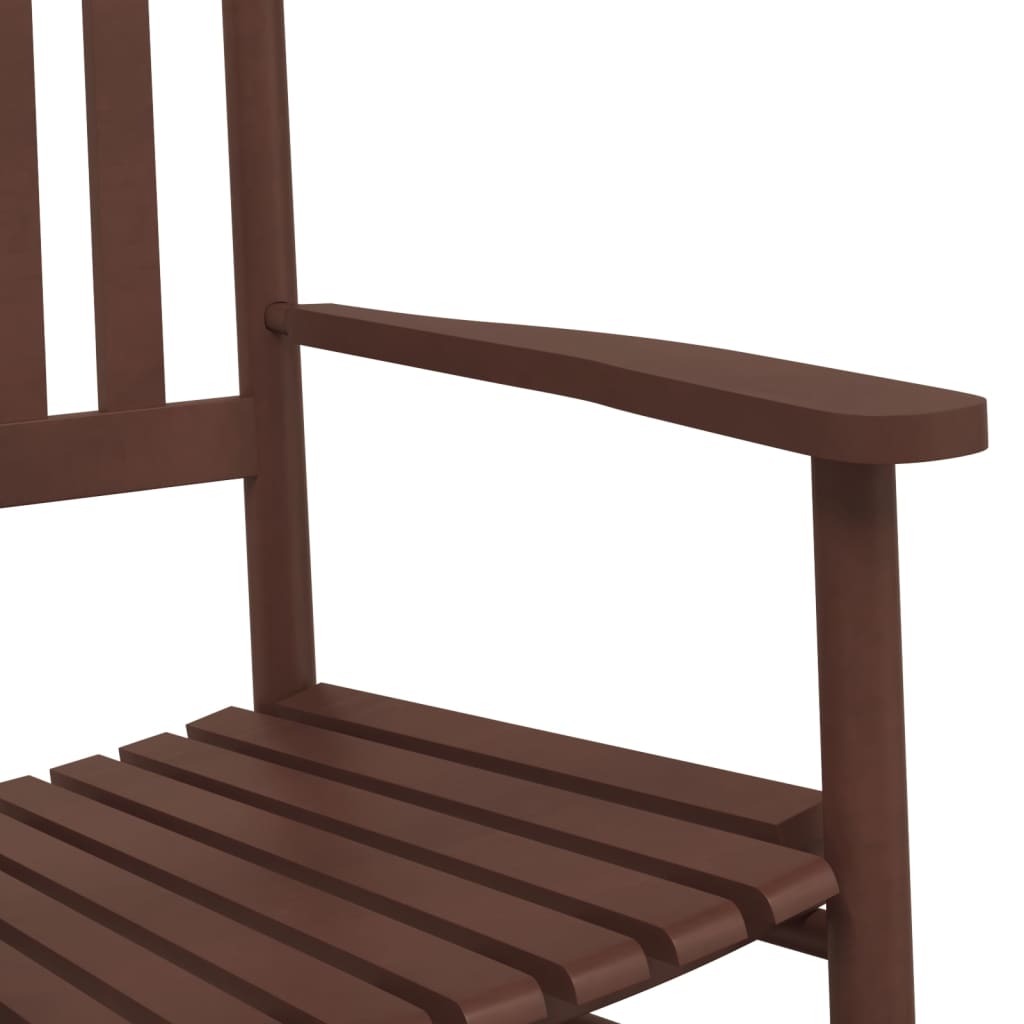 vidaXL Rocking Chairs 2pcs with Foldable Table Brown Solid Wood Poplar 6