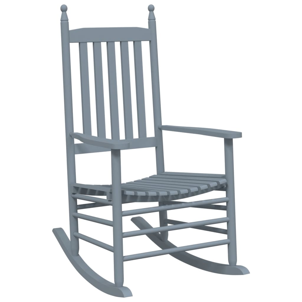 vidaXL Rocking Chairs 2pcs with Foldable Table Grey Solid Wood Poplar 3