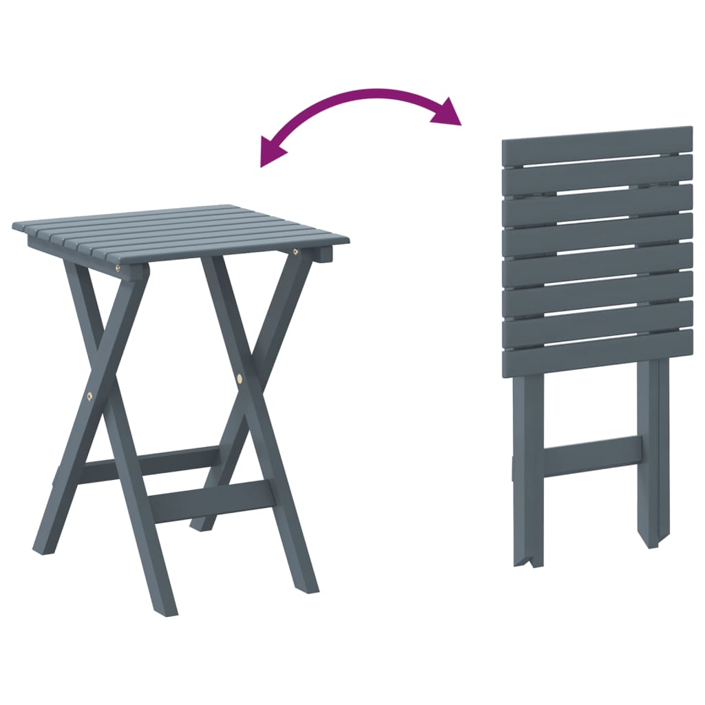 vidaXL Rocking Chairs 2pcs with Foldable Table Grey Solid Wood Poplar 5