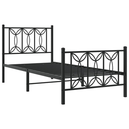 Metal Bed Frame without Mattress with Footboard with Headboard & Footboard Black 75 cm 190 cm