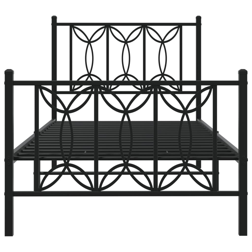 Metal Bed Frame without Mattress with Footboard with Headboard & Footboard Black 75 cm 190 cm