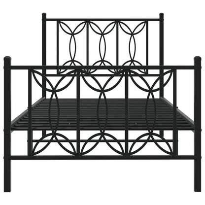 Metal Bed Frame without Mattress with Footboard with Headboard & Footboard Black 75 cm 190 cm