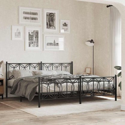 Metal Bed Frame without Mattress with Footboard with Headboard & Footboard Black 193 cm 203 cm