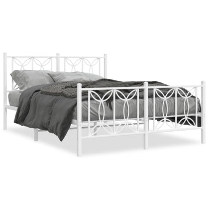 Metal Bed Frame without Mattress with Footboard with Headboard & Footboard White 140 cm 200 cm