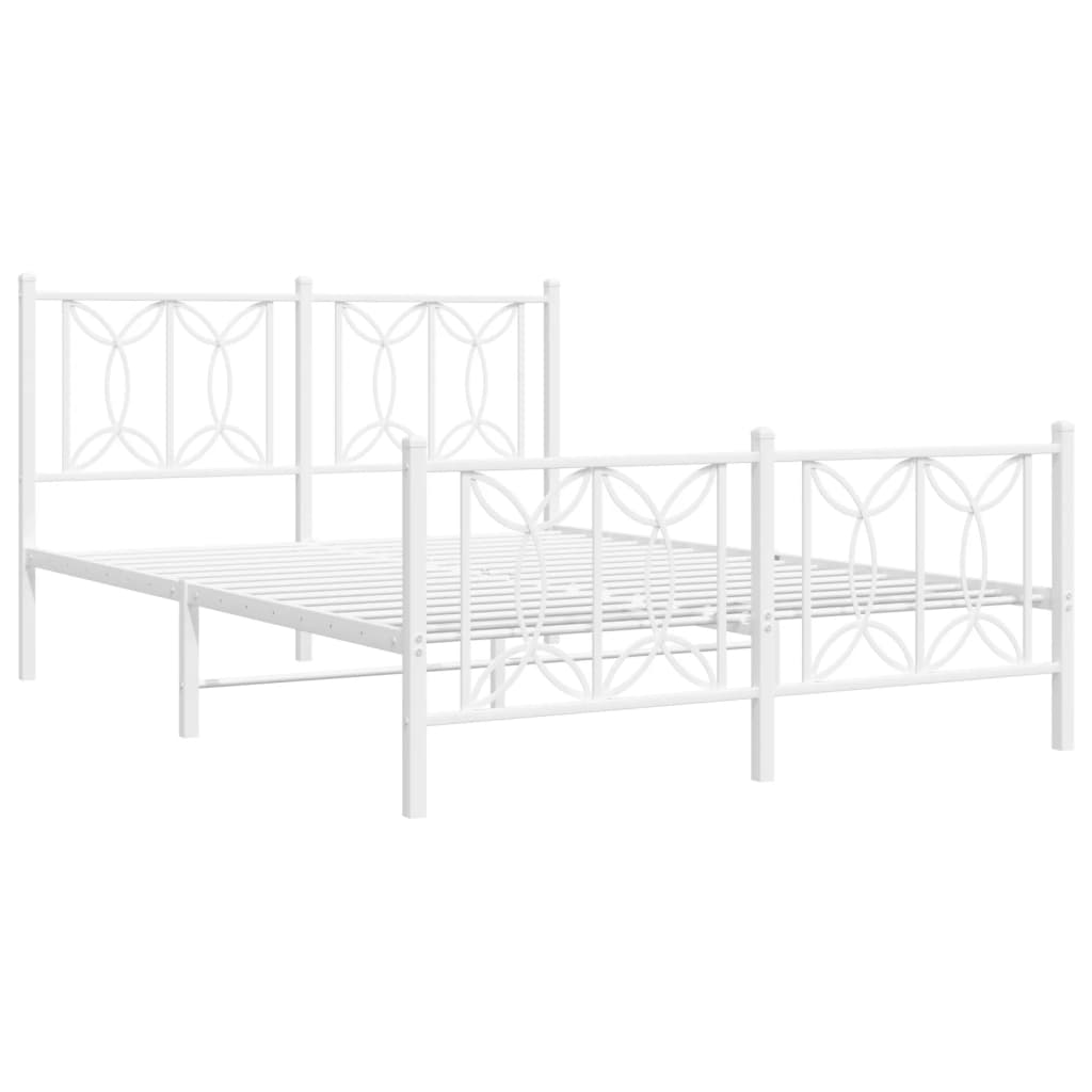 Metal Bed Frame without Mattress with Footboard with Headboard & Footboard White 140 cm 200 cm