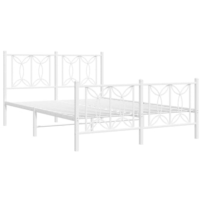 Metal Bed Frame without Mattress with Footboard with Headboard & Footboard White 140 cm 200 cm