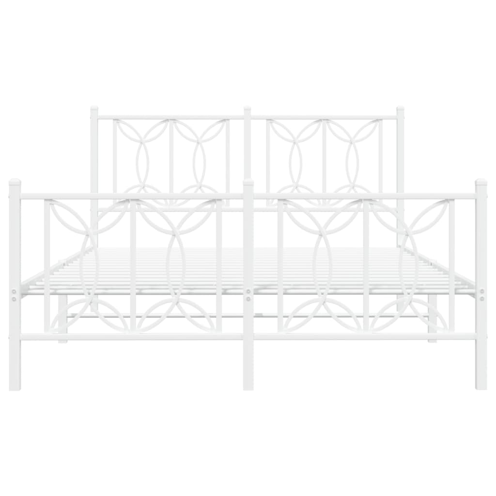 Metal Bed Frame without Mattress with Footboard with Headboard & Footboard White 140 cm 200 cm