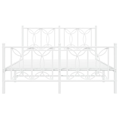 Metal Bed Frame without Mattress with Footboard with Headboard & Footboard White 140 cm 200 cm