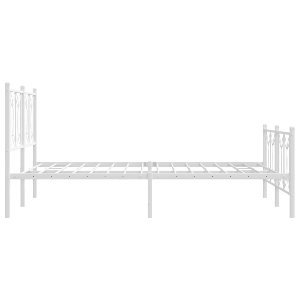 Metal Bed Frame without Mattress with Footboard with Headboard & Footboard White 140 cm 200 cm