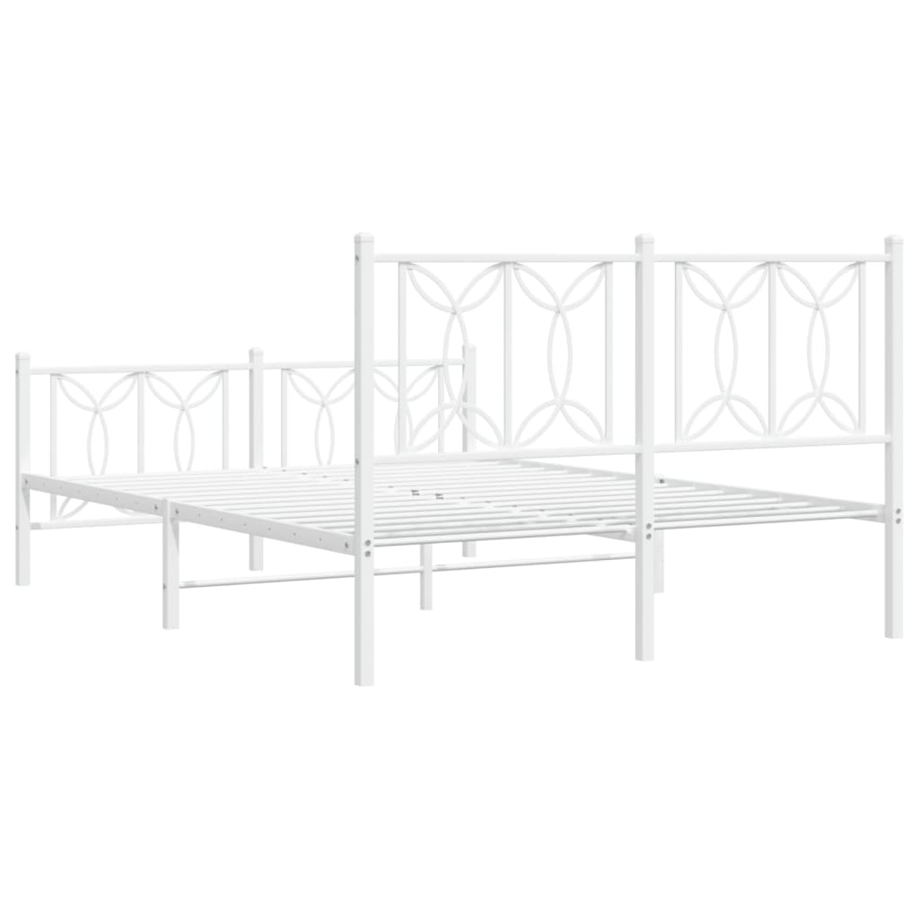 Metal Bed Frame without Mattress with Footboard with Headboard & Footboard White 140 cm 200 cm