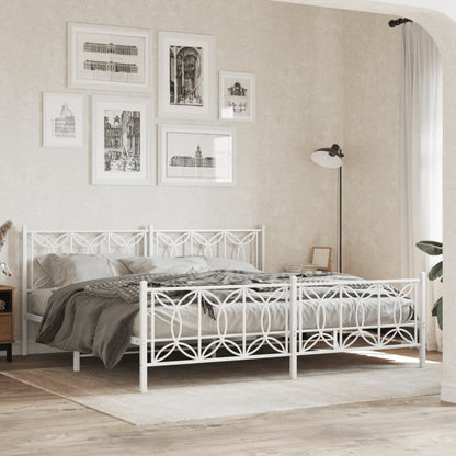 Metal Bed Frame without Mattress with Footboard with Headboard & Footboard White 193 cm 203 cm