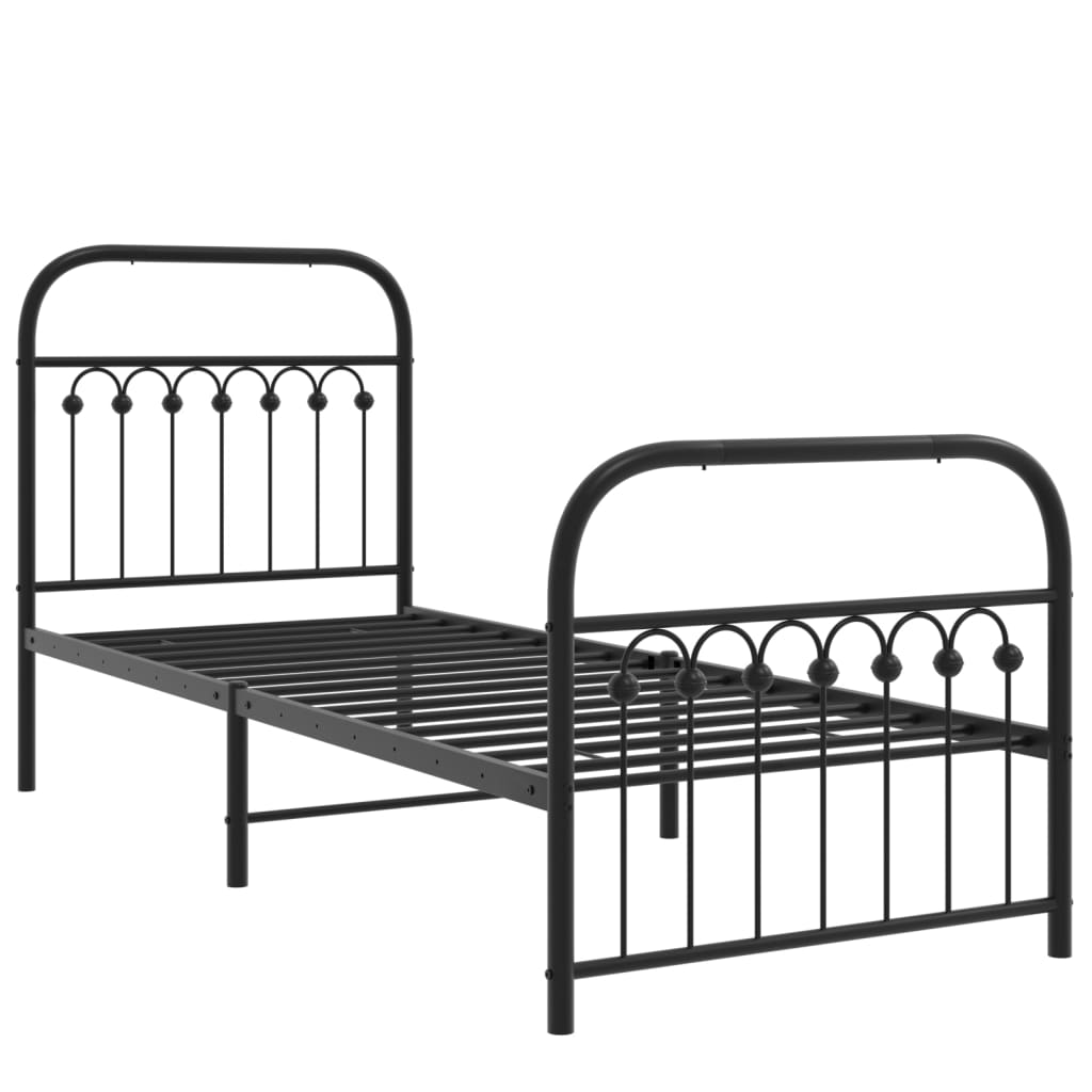 Metal Bed Frame without Mattress with Footboard with Headboard & Footboard Black 75 cm 190 cm
