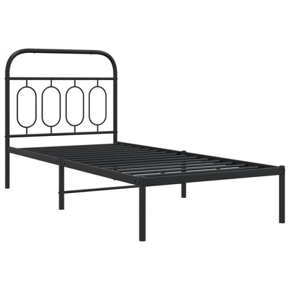 Metal Bed Frame without Mattress with Headboard Black 90 cm 190 cm