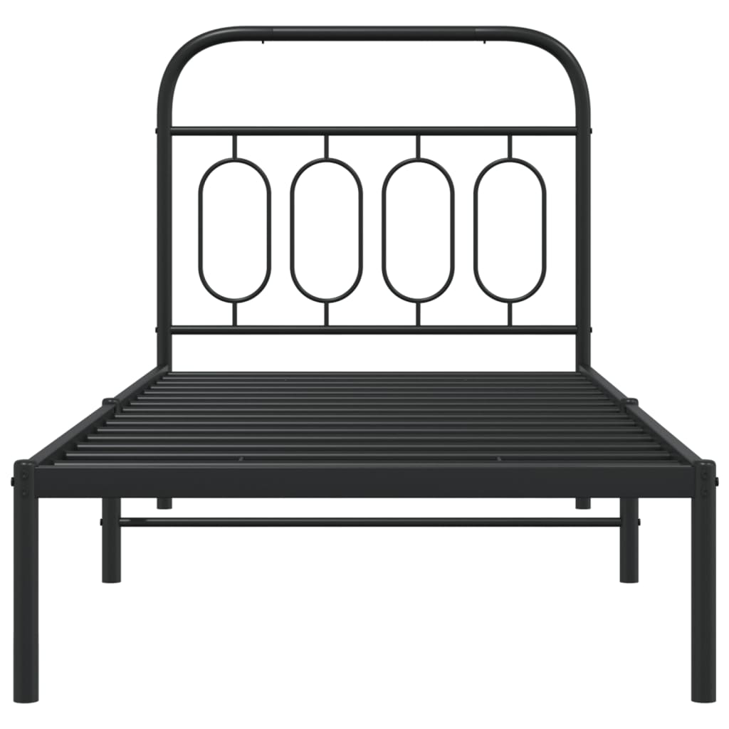 Metal Bed Frame without Mattress with Headboard Black 90 cm 190 cm