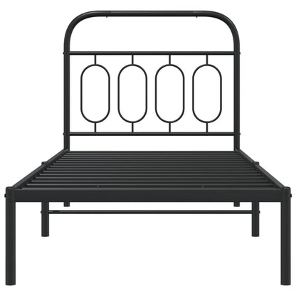 Metal Bed Frame without Mattress with Headboard Black 90 cm 190 cm