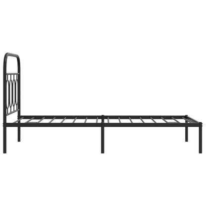 Metal Bed Frame without Mattress with Headboard Black 90 cm 190 cm