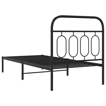 Metal Bed Frame without Mattress with Headboard Black 90 cm 190 cm