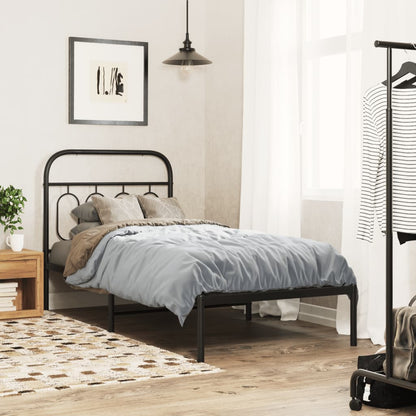 Metal Bed Frame without Mattress with Headboard Black 90 cm 190 cm