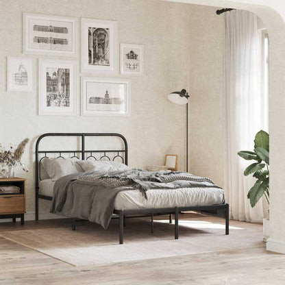 Metal Bed Frame without Mattress with Headboard Black 120 cm 200 cm