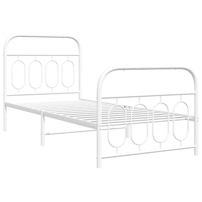 Metal Bed Frame without Mattress with Footboard with Headboard & Footboard White 80 cm 200 cm