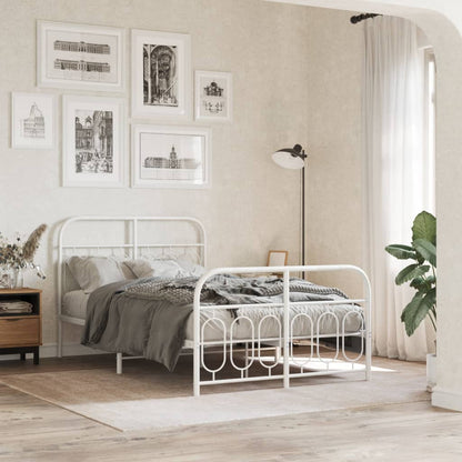 Metal Bed Frame without Mattress with Footboard with Headboard & Footboard White 120 cm 200 cm