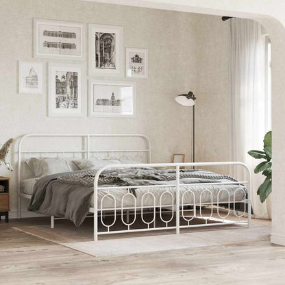 Metal Bed Frame without Mattress with Footboard with Headboard & Footboard White 183 cm 213 cm