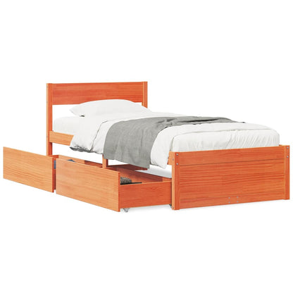 Bed Frame without Mattress Solid Wood Pine Length 200 cm Wax brown 100 cm