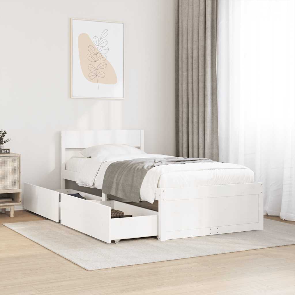 vidaXL Bed Frame without Mattress Solid Wood Pine Length 200 cm White