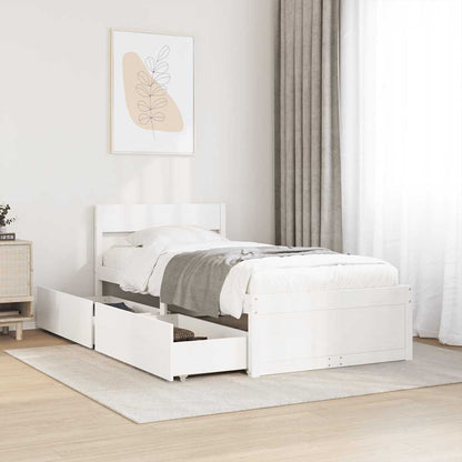 vidaXL Bed Frame without Mattress Solid Wood Pine Length 200 cm White