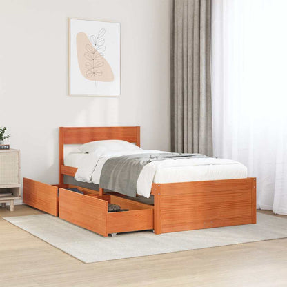 vidaXL Bed Frame without Mattress Solid Wood Pine Length 200 cm Wax brown