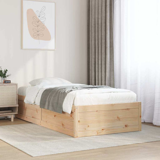 Bed Frame without Mattress Solid Wood Pine Solid pine wood 90 cm 190 cm