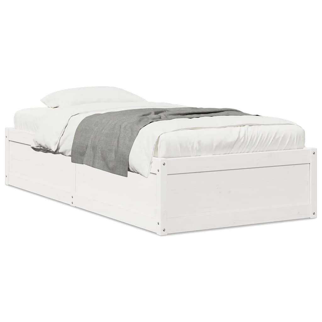 Bed Frame without Mattress Solid Wood Pine White 90 cm 190 cm