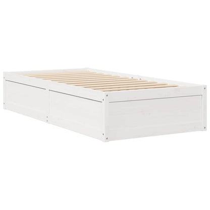 Bed Frame without Mattress Solid Wood Pine White 90 cm 190 cm