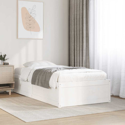 Bed Frame without Mattress Solid Wood Pine White 90 cm 190 cm