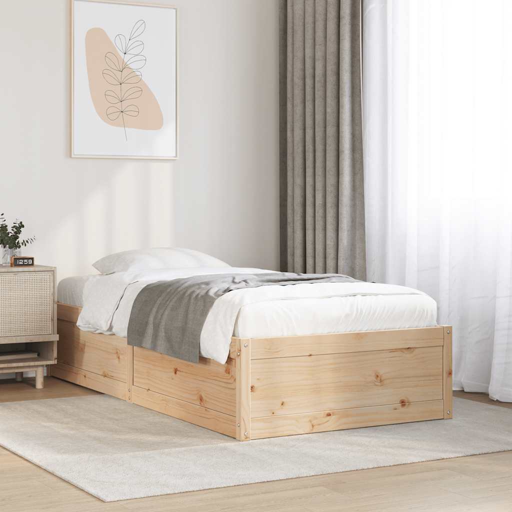 Bed Frame without Mattress Solid Wood Pine Solid pine wood 75 cm 190 cm