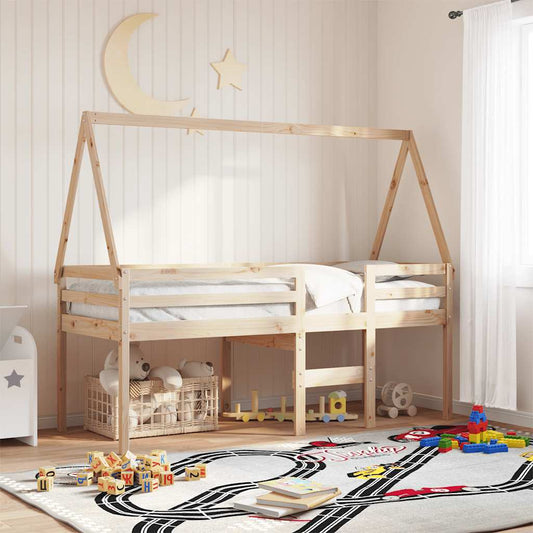 Kids' Bed Roof 209x95,5x88 cm Solid Wood Pine Natural 209 cm 85.5 cm