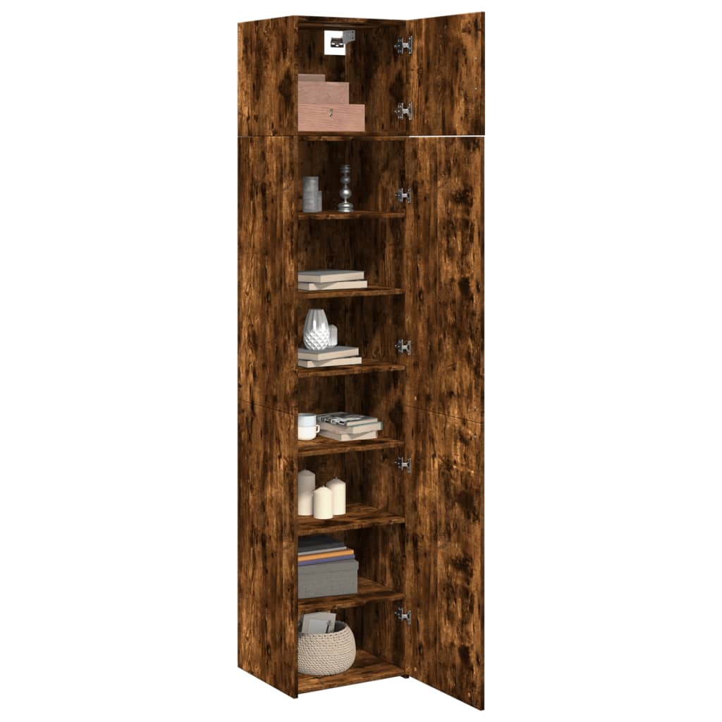 vidaXL Slim Storage Cabinet Smoked Oak 45x42.5x225 cm Engineered Wood 3