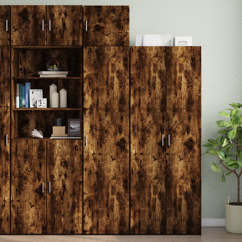 vidaXL Slim Storage Cabinet Smoked Oak 45x42.5x225 cm Engineered Wood 1