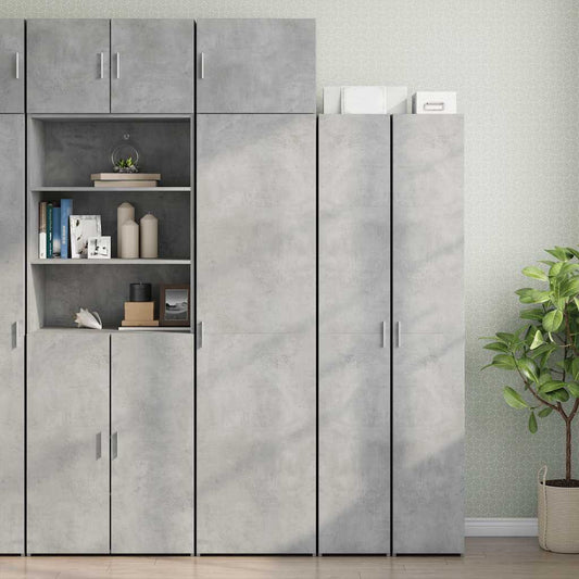 Slim Storage Cabinet 50x42,5x225 cm Engineered Wood Height 225 cm 6 shelves Width 50 cm Concrete grey