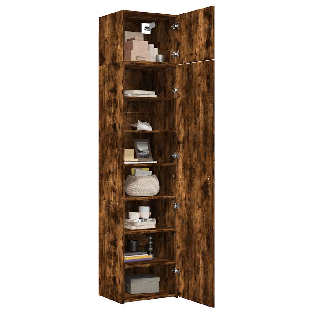 vidaXL Slim Storage Cabinet Smoked Oak 50x42.5x225 cm Engineered Wood 3