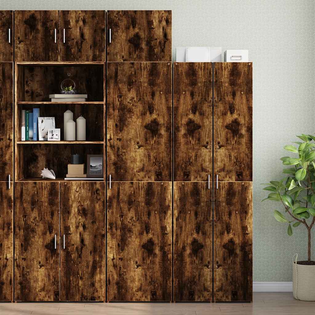 vidaXL Slim Storage Cabinet Smoked Oak 50x42.5x225 cm Engineered Wood 1